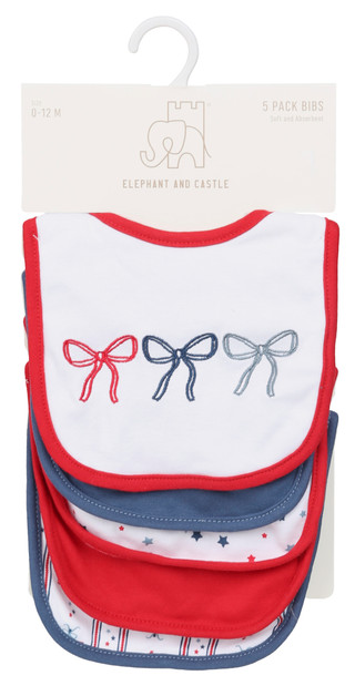 Thumbnail 1: ELEPHANT AND CASTLE 5 Pk Americana Baby Bibs 