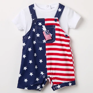 Thumbnail 1: Baby Starters Baby Boys 2 Pc Americana Overall Set 