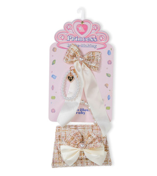 Thumbnail 1: Willow & Ruby Girl's 3 Pc Pearl Clutch, Hairclip, and Keychain 