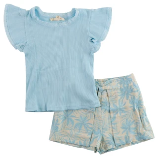 Thumbnail 1: Jessica Simpson Little Girls 2 Pc Ribbed Short Sleeve Shirt & Shorts Set 