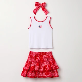 Thumbnail 3: No Comment Big Girls 2 Pc Bandana Tank & Skort Set 