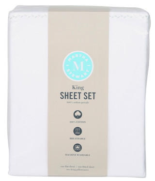 Thumbnail 1: Martha Stewart King 4 Pc Cotton Percale Sheet Set 