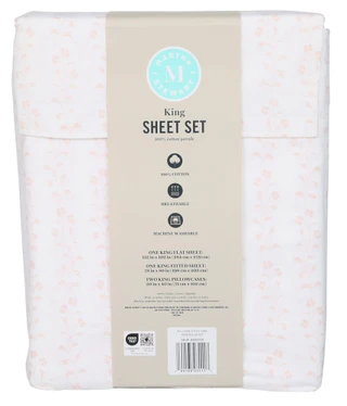 Thumbnail 2: Martha Stewart King 4 Pc Cotton Percale Sheet Set 