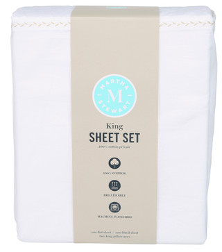 Thumbnail 1: Martha Stewart King 4 Pc Cotton Percale Sheet Set 