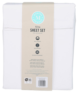 Thumbnail 2: Martha Stewart King 4 Pc Cotton Percale Sheet Set 