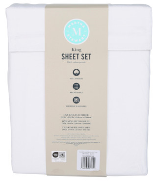 Thumbnail 2: Martha Stewart King 4 Pc Cotton Percale Sheet Set 