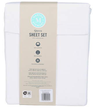 Thumbnail 2: Martha Stewart Queen 4 Pc Cotton Percale Sheet Set 
