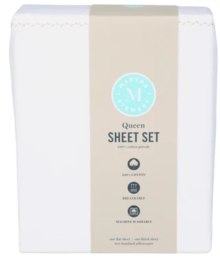 Thumbnail 1: Martha Stewart Queen 4 Pc Cotton Percale Sheet Set 