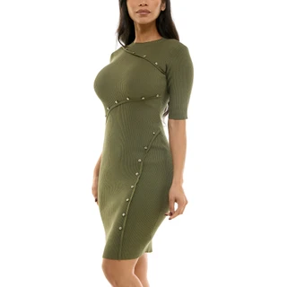 Thumbnail 3: Nina Leonard Women's Solid Elbow Sleeve Dress 