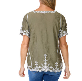 Thumbnail 2: Sapphire Women's Embroidered Floral Top  
