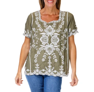 Thumbnail 1: Sapphire Women's Embroidered Floral Top  