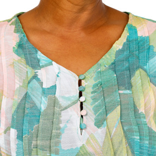 Thumbnail 2: Kate Park Women's Plus Pleated 5 Button Top 