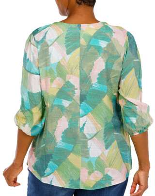 Thumbnail 4: Kate Park Women's Plus Pleated 5 Button Top 