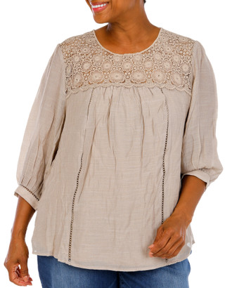 Thumbnail 1: FIGUEROA & FLOWER Women's Plus Crochet Trim Top  