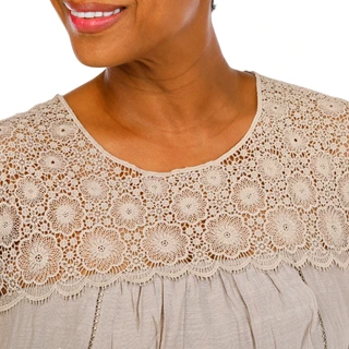 Thumbnail 3: FIGUEROA & FLOWER Women's Plus Crochet Trim Top  