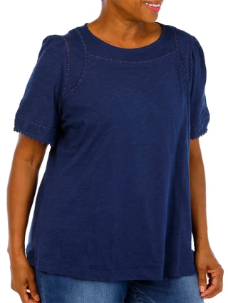 Thumbnail 2: Kate Park Women's Plus Crochet Trim Top 