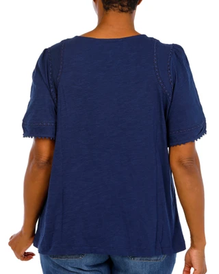 Thumbnail 3: Kate Park Women's Plus Crochet Trim Top 