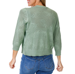 Thumbnail 2: ADRIENNE VITTADINI Women's Palm Leaf Open Front Cardigan 