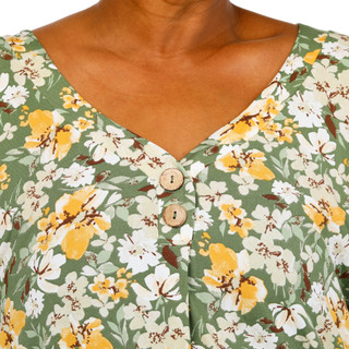 Thumbnail 3: Cure Women's Plus Floral Ruffle Sleeve 2 Button Top 