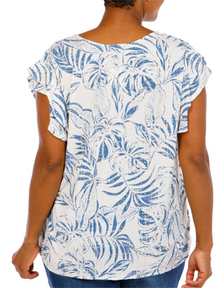 Thumbnail 4: Cure Women's Plus Ruffle Sleeve 2 Button Top 