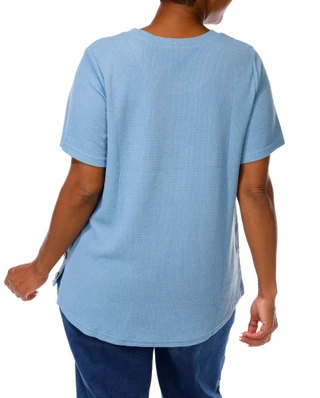 Thumbnail 2: Anneliese Women's Plus Textured Side Buttons Top 