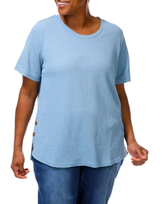 Thumbnail 1: Anneliese Women's Plus Textured Side Buttons Top 