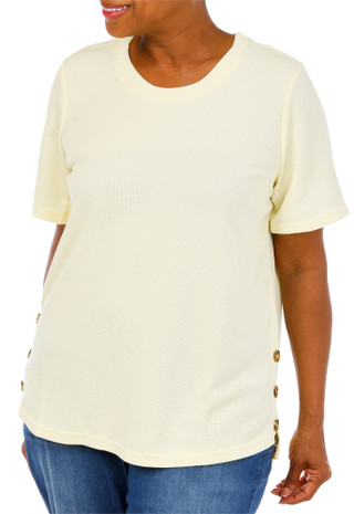 Thumbnail 1: Anneliese Women's Plus Textured Side Buttons Top 