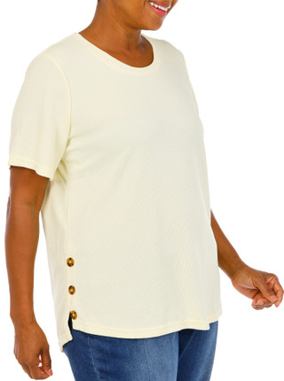 Thumbnail 3: Anneliese Women's Plus Textured Side Buttons Top 
