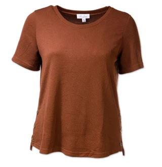 Thumbnail 1: Anneliese Women's Plus Textured Side Buttons Top 