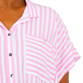 Thumbnail 2: Express Women's Plus Striped Button Down Camp Shirt 