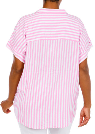 Thumbnail 4: Express Women's Plus Striped Button Down Camp Shirt 