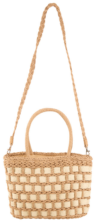 Thumbnail 3: Catherine Malandrino Natural Weave Straw Bag with Handles and Shoulder Strap 