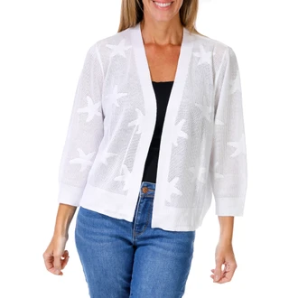 Thumbnail 1: ADRIENNE VITTADINI Women's Star Print Open Front Cardigan 