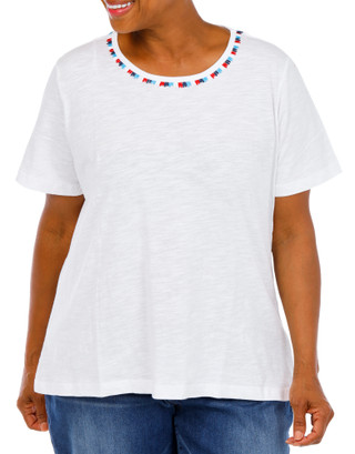 Thumbnail 1: Kate Park Women's Plus Embroidered Top  