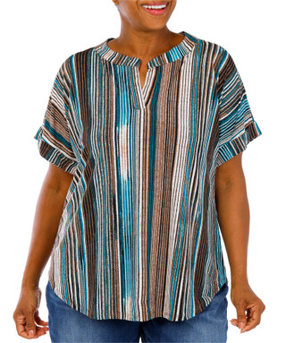 Thumbnail 4: SJS Women's Plus Stripe Print Top  