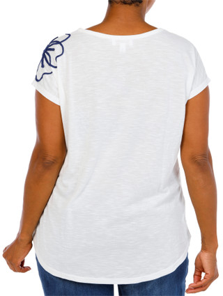 Thumbnail 4: Anneliese Women's Plus Embroidered Scoop Neck Top 
