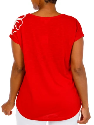 Thumbnail 2: Anneliese Women's Plus Embroidered Scoop Neck Top 