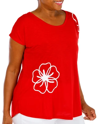 Thumbnail 3: Anneliese Women's Plus Embroidered Scoop Neck Top 