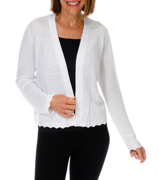 Thumbnail 1: ADRIENNE VITTADINI Women's Perforated Open Front Cardigan  