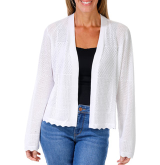 Thumbnail 1: ADRIENNE VITTADINI Women's Perforated Open Front Cardigan  