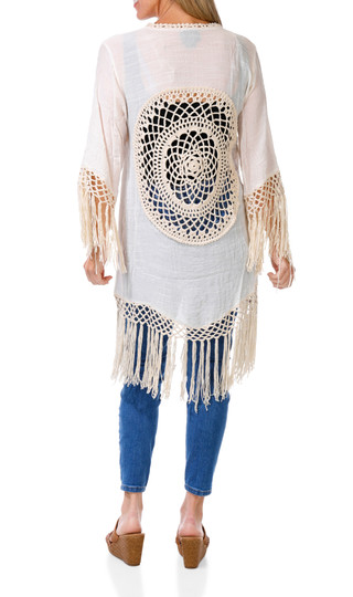 Thumbnail 2: Liv Women's Crochet Fringe Kimono  