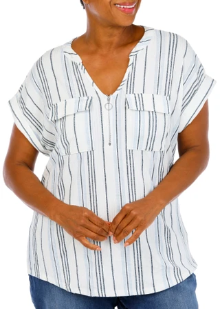 Thumbnail 1: Cure Women's Plus 2 Pocket Quarter Zip Top 