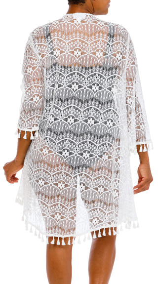 Thumbnail 4: Fyve Women's Plus Lace & Fringe Kimono 