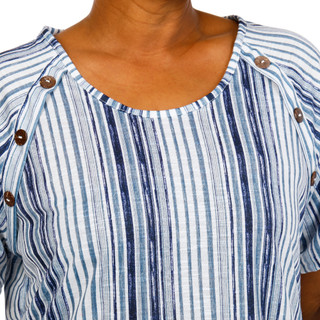 Thumbnail 2: Anneliese Women's Plus Striped Button Detail Top 