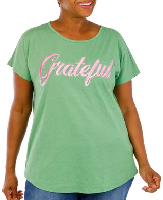 Thumbnail 1: Sable Sky Women's Plus Embroidered Rhinestone Grateful Top 