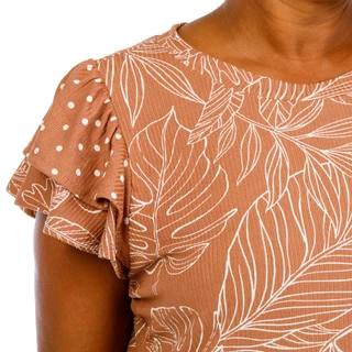 Thumbnail 3: Anneliese Women's Plus Ruffle Sleeve Tropical Print Top 