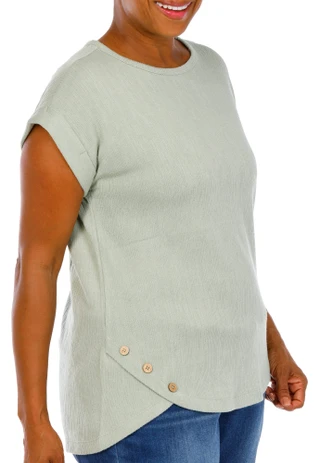 Thumbnail 3: Above and Beyond Women's Plus Textured Side Buttons Top 