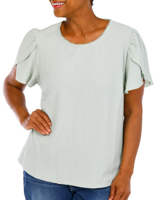 Thumbnail 1: Chenault Women's Plus Textured Tulip Sleeve Top 