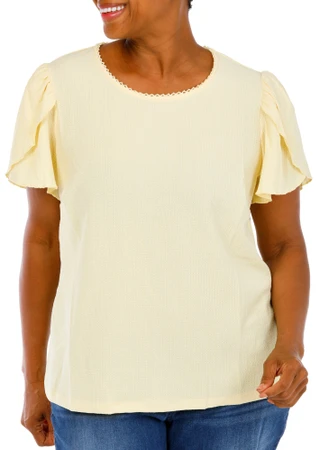 Thumbnail 1: Chenault Women's Plus Textured Tulip Sleeve Top 