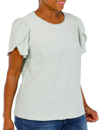Thumbnail 2: Chenault Women's Plus Textured Tulip Sleeve Top 